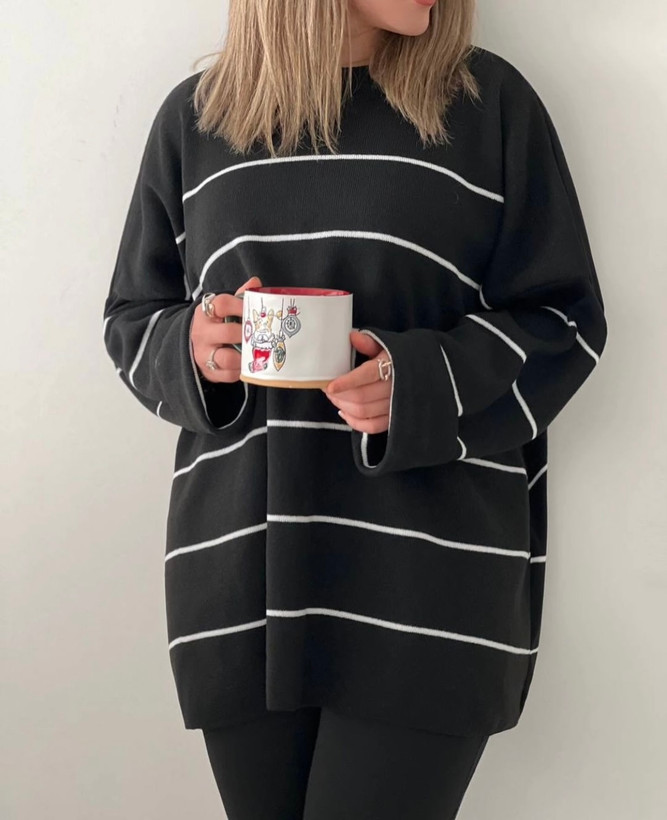 خرید بلوز بافت راه راه