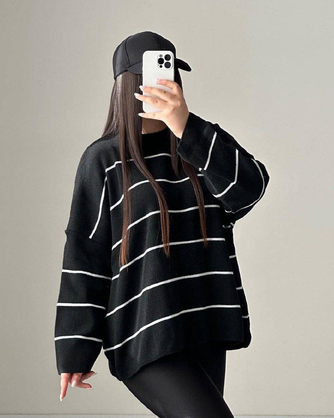 سفارش آنلاین بلوز بافت راه راه پاییزی